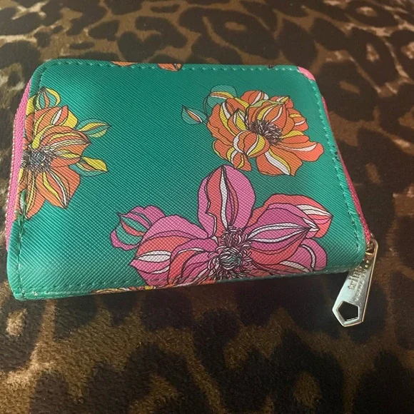 Trina Turk Teal and Pink Floral Wallet New” - Picture 1 of 7